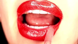4K Applying lip glitter & smoking & drool fetish
