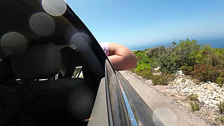 Hitchhiker Pissing 3 Time Out of Window of a Car in Motion