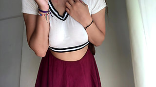 Otaku Girl Doing a Turkish Wearing Dildo, Busty White Girl Big Tits Swollen Weights