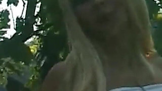 Shameless Blonde Slut Has Solo Sex in the Woods