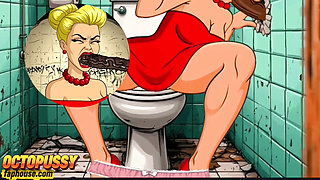 Gloryhole: Married Housewife Fucked in the Mouth and Asshole in a Dirty Public Toilet