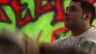 Graffiti Wall Titfuck - Busty Blonde in Black Stockings Rides and Gets Her Tits Fucked