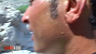 Horny sluts get anal and facial in a beach foursome