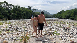 I Have Outdoor Sex with My Boyfriend After We Get Stranded on a Deserted Island and He Gives Me All His Juicy Milk in My Pussy