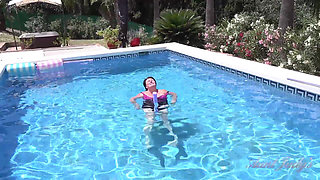 Auntjudys - Busty Redhead MILF Jojo Robinson Goes Skinny Dipping in the Pool