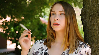 Evgeniya Is Smoking Strong 120mm Cigarette