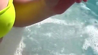 Artemisia Love Flashing Her Perfect Big Tits Underwater and Smoking a Cigarette