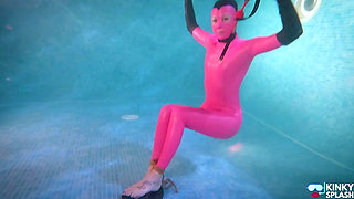 Hooded Latex Slave Weighted Underwater Control