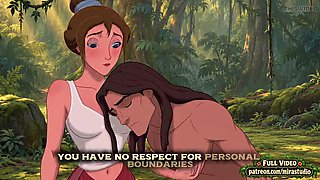 Jane and Tarzan First Contact: He Explores Her Naked Body in Jungle Sex