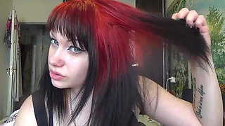 Brushing my hair with little and big brush and by long nails