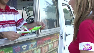 Ice Cream Man Hooked up with a College Girl and Bang Her in the Truck