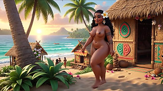Moana Pleasant Village Daily Nude Routine Beach Lagoon Fruits All Fours With Tattooed Men
