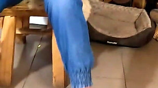 Dominant Jeans MILF Squirt Fantasy. Cameltoe, Smoking, Pee Domination and Double Orgasm