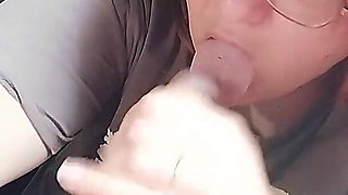 Amateur Girlfriend Blowjob Instead of Cooking - Curvy Brunette with Glasses Sucks and Jerks Cock
