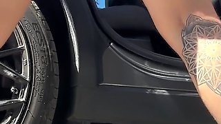 Explosive squirt on the highway, filmed quietly and almost