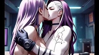 Cyberpunk police officer women undress (Ai animation)