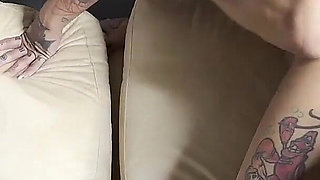 Busty Cheating Inked Slut Creeps on Husband with BBC