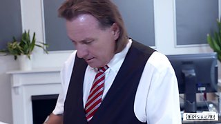 Big George's Inked Seductress Ignites Fierce Office Passion