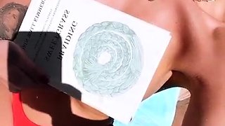 Sultry housewife flashing her lovely big tits outdoors