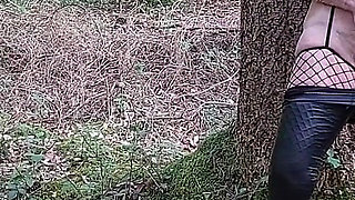 Granny Is Masturbating in the Woods!