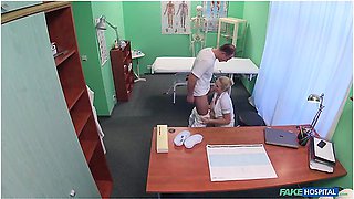 New Blonde Nurse Has Her Pussy Creampied By Mature Doctor