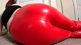 Latex slut solo anal masturbation