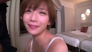 Erotic amateur girl giving blowjob and titjob in POV