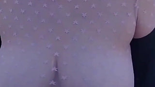 Small Café on the Terrace with a Transparent Top and a Mini Skirt No Panties