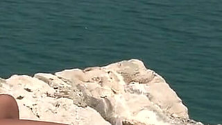 Big Tits Sailor Babe Flashing Outdoors by the Sea