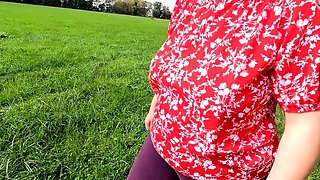 Busty German Babe Gets Her Tits Slapped Hard in Public Field