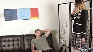 Dava Foxx Schoolgirl Uniform Couch Seduction