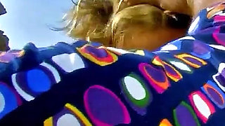 Horny blonde skinny MILF Evy fucked in the ass by strange guys on the beach