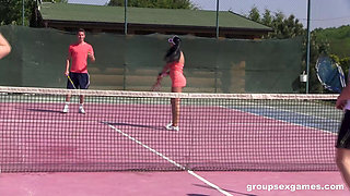 Horny Mixed Double Tennis Match