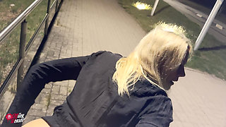 Horny Slut Fucked in the Middle of the Train Station!!