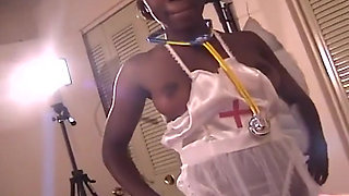 Horny Ebony Nurse Gets Warm Cum on Her Perfect Face