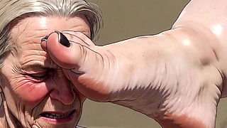 Old Granny Sucking Fat BBW Feet - Extremely Horny Foot Worship