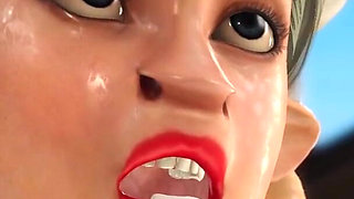 Four breasts and an udder! Farmer plays with a sexy young woman in cowshed