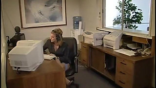 Sexy Blonde Secretary Slut in Blue Lingerie Loves to Get Fucked in the Office