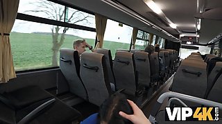 Vip4k. pretty huge boobed lady is hardcore in the bus