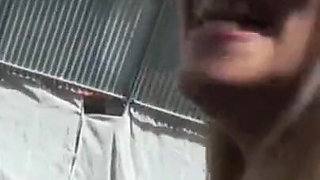 Picked up and sprayed on tits