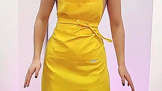 Stunning Brunette Sexy Apron Fetish Ballgagged Tape Bondage