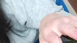 Queen of Vegetables Fucks Cucumber in Black Condom