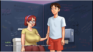 Summertime Saga - Gameplay - Roleplay - Taboo - Judith Big Saggy Boobs Pressing and Handjob