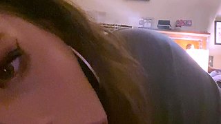 Tan stud gives a POV blowjob to his big cock
