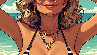 Gorgeous Women at the Beach Bikini Art