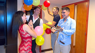 Tattooed Argentina Asks for 3 Guys for a Party and a Gang Bang with Double Penetrations - Mica