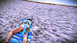 Suddenly a Stranger sneaks up and starts Touching my hairy Pussy on the Beach