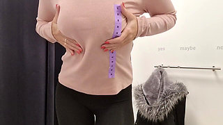 Open Curtain in the Fitting Room Public Flashing of Tits