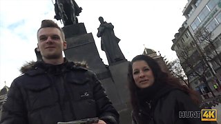 Guy Entices Small-Titted Brunette to Cheat on Her Man for Cash