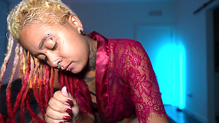 POV Quickie Creampie Before Bed - Pretty Mixed Girl with Dreads & Big Ass